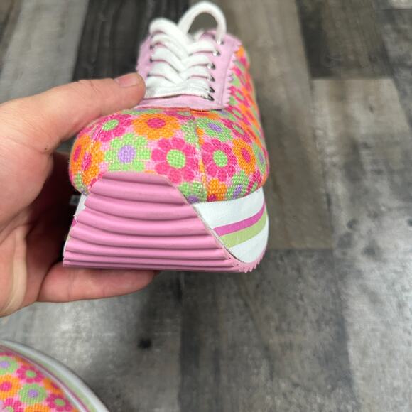 Sugar Thrillz Dolls Kill Groove With Me Floral Striped Platform Sneakers Size 10 - Picture 3 of 16